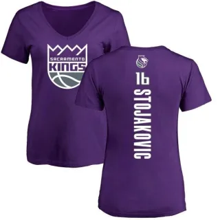 Peja Stojakovic Women's Sacramento Kings Purple Backer T-Shirt