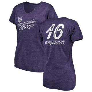 Peja Stojakovic Women's Sacramento Kings Purple Sideline Tri-Blend V-Neck T-Shirt