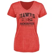 Pete Maravich Women's Atlanta Hawks Red Baseline Tri-Blend T-Shirt