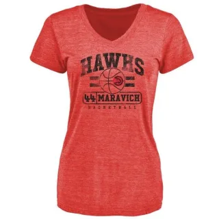 Pete Maravich Women's Atlanta Hawks Red Baseline Tri-Blend T-Shirt