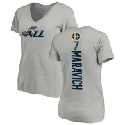 Pete Maravich Women's Utah Jazz Ash Backer T-Shirt