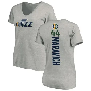 Pete Maravich Women's Utah Jazz Ash Backer T-Shirt