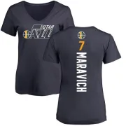 Pete Maravich Women's Utah Jazz Navy Backer T-Shirt