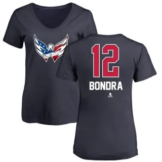 Peter Bondra Women's Washington Capitals Name and Number Banner Wave V-Neck T-Shirt - Navy