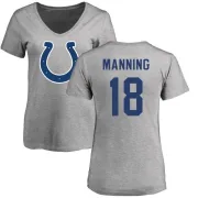 Peyton Manning Women's Indianapolis Colts Name & Number Logo Slim Fit T-Shirt - Ash