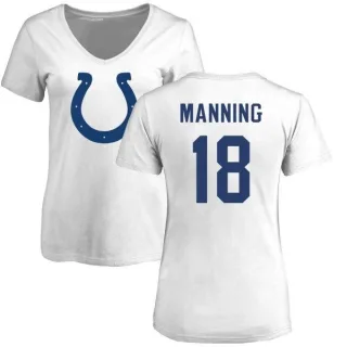 Peyton Manning Women's Indianapolis Colts Name & Number Logo Slim Fit T-Shirt - White