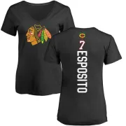 Phil Esposito Women's Chicago Blackhawks Backer T-Shirt - Black