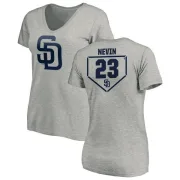 Phil Nevin Women's San Diego Padres RBI Slim Fit V-Neck T-Shirt - Heathered Gray