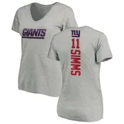 Phil Simms Women's New York Giants Backer V-Neck T-Shirt - Ash