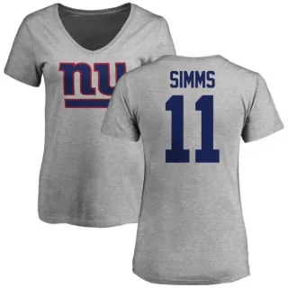 Phil Simms Women's New York Giants Name & Number Logo Slim Fit T-Shirt - Ash