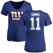 Phil Simms Women's New York Giants Name & Number Logo Slim Fit T-Shirt - Royal