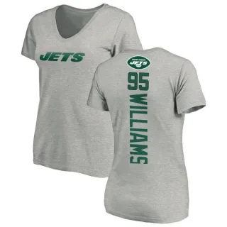 Quinnen Williams Women's New York Jets Backer V-Neck T-Shirt - Ash