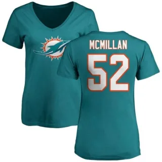 Raekwon McMillan Women's Miami Dolphins Name & Number Logo Slim Fit T-Shirt - Aqua