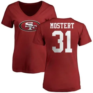 Raheem Mostert Women's San Francisco 49ers Name & Number Logo Slim Fit T-Shirt - Red