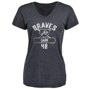 Ralph Garr Women's Atlanta Braves Base Runner Tri-Blend T-Shirt - Navy