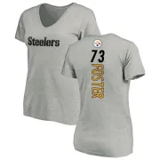 Ramon Foster Women's Pittsburgh Steelers Backer V-Neck T-Shirt - Ash