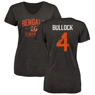 Randy Bullock Women's Cincinnati Bengals Black Distressed Name & Number Tri-Blend V-Neck T-Shirt