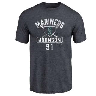 Randy Johnson Seattle Mariners Base Runner Tri-Blend T-Shirt - Navy