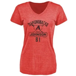 Randy Johnson Women's Arizona Diamondbacks Base Runner Tri-Blend T-Shirt - Red