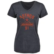 Randy Johnson Women's Houston Astros Base Runner Tri-Blend T-Shirt - Navy