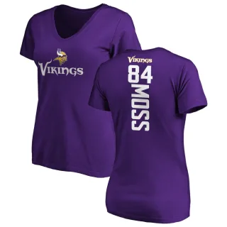 Randy Moss Women's Minnesota Vikings Backer Slim Fit T-Shirt - Purple