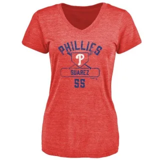 Ranger Suarez Women's Philadelphia Phillies Base Runner Tri-Blend T-Shirt - Red