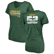 Rashan Gary Women's Green Bay Packers Retro Tri-Blend V-Neck T-Shirt - Green