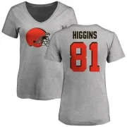 Rashard Higgins Women's Cleveland Browns Name & Number Logo Slim Fit T-Shirt - Ash