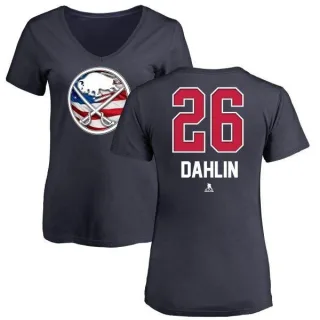 Rasmus Dahlin Women's Buffalo Sabres Name and Number Banner Wave V-Neck T-Shirt - Navy