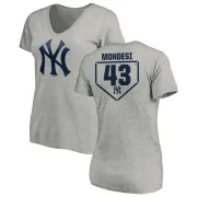 Raul Mondesi Women's New York Yankees RBI Slim Fit V-Neck T-Shirt - Heathered Gray