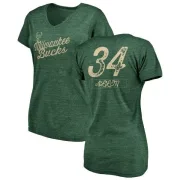 Ray Allen Women's Milwaukee Bucks Green Sideline Tri-Blend V-Neck T-Shirt