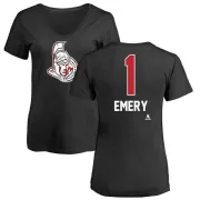 Ray Emery Women's Ottawa Senators Name and Number Banner Wave V-Neck T-Shirt - Black