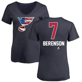 Red Berenson Women's St. Louis Blues Name and Number Banner Wave V-Neck T-Shirt - Navy