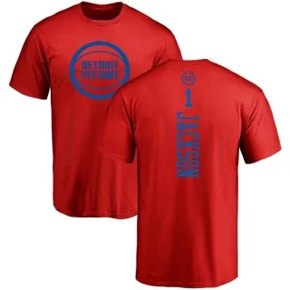 Reggie Jackson Detroit Pistons Red One Color Backer T-Shirt