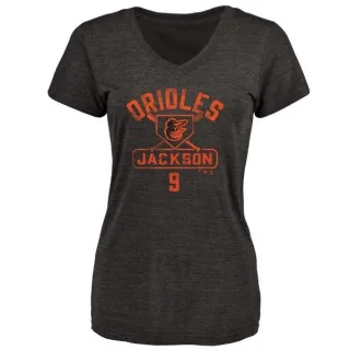 Reggie Jackson Women's Baltimore Orioles Base Runner Tri-Blend T-Shirt - Black