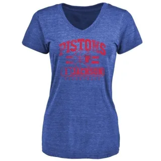 Reggie Jackson Women's Detroit Pistons Royal Baseline Tri-Blend T-Shirt