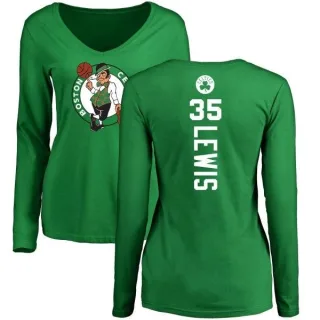 Reggie Lewis Women's Boston Celtics Kelly Green Backer V-Neck Long-Sleeve T-Shirt