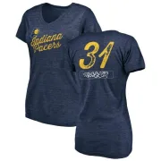 Reggie Miller Women's Indiana Pacers Navy Sideline Tri-Blend V-Neck T-Shirt