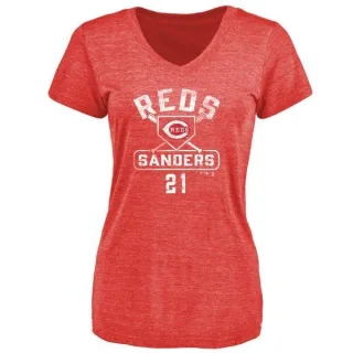 Reggie Sanders Women's Cincinnati Reds Base Runner Tri-Blend T-Shirt - Red