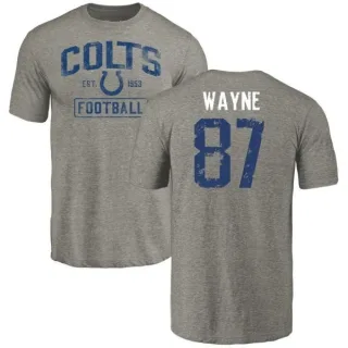 Reggie Wayne Indianapolis Colts Gray Distressed Name & Number Tri-Blend T-Shirt