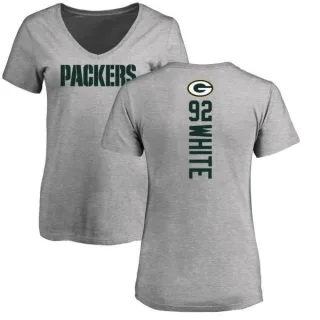 Reggie White Women's Green Bay Packers Backer V-Neck T-Shirt - Ash