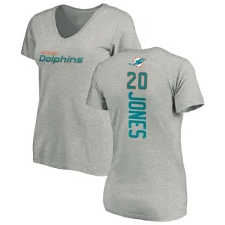 Reshad Jones Women's Miami Dolphins Backer V-Neck T-Shirt - Ash