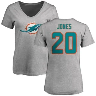 Reshad Jones Women's Miami Dolphins Name & Number Logo Slim Fit T-Shirt - Ash