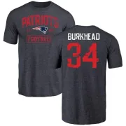 Rex Burkhead New England Patriots Navy Distressed Name & Number Tri-Blend T-Shirt