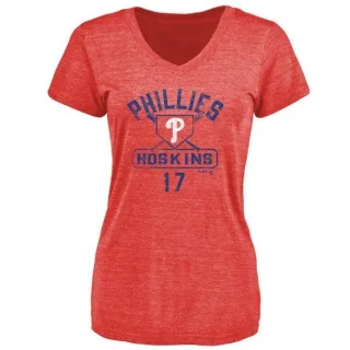 Rhys Hoskins Women's Philadelphia Phillies Base Runner Tri-Blend T-Shirt - Red