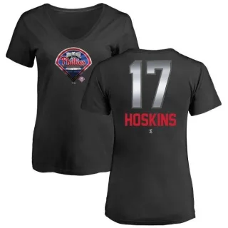 Rhys Hoskins Women's Philadelphia Phillies Midnight Mascot V-Neck T-Shirt - Black