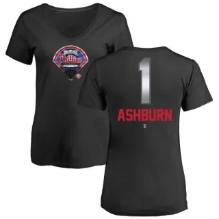 Richie Ashburn Women's Philadelphia Phillies Midnight Mascot V-Neck T-Shirt - Black