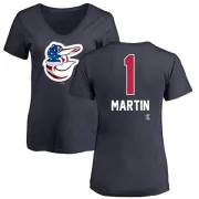 Richie Martin Women's Baltimore Orioles Name and Number Banner Wave V-Neck T-Shirt - Navy