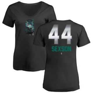 Richie Sexson Women's Seattle Mariners Midnight Mascot V-Neck T-Shirt - Black