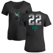 Richie Zisk Women's Seattle Mariners Midnight Mascot V-Neck T-Shirt - Black